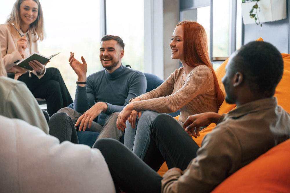 group of friends sitting and hanging out