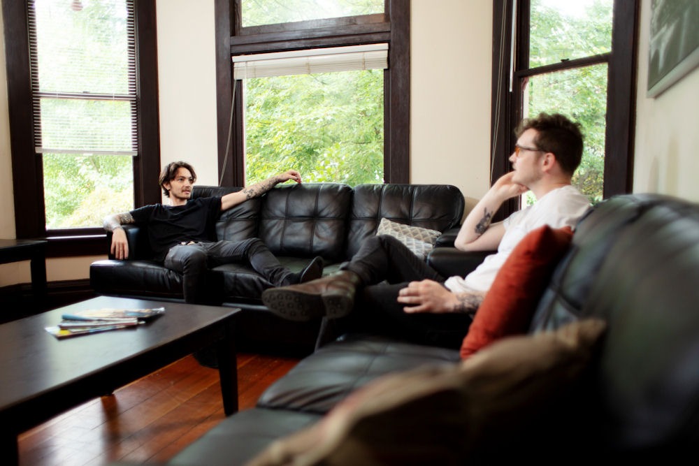 two residents at Crestview Recovery sitting in the group room