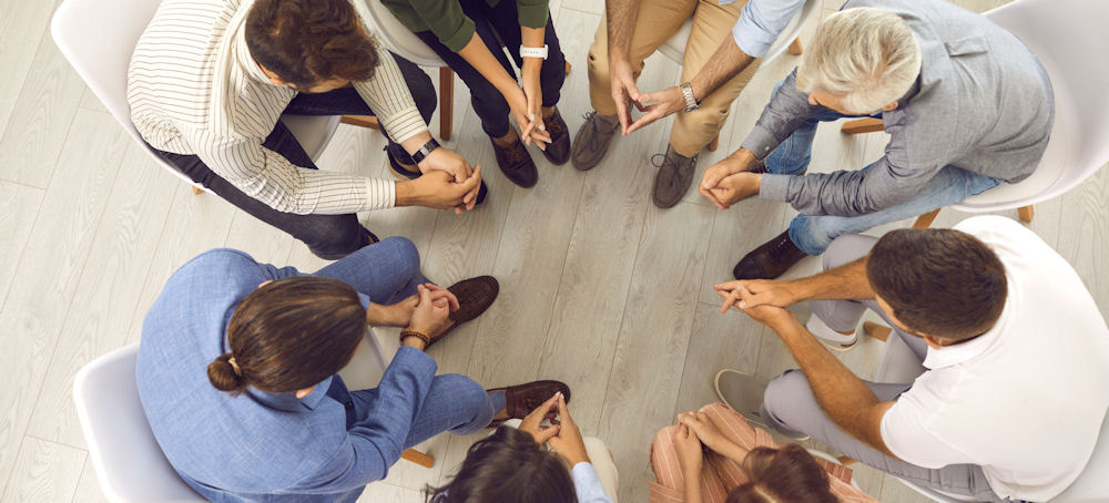 overhead view of group therapy