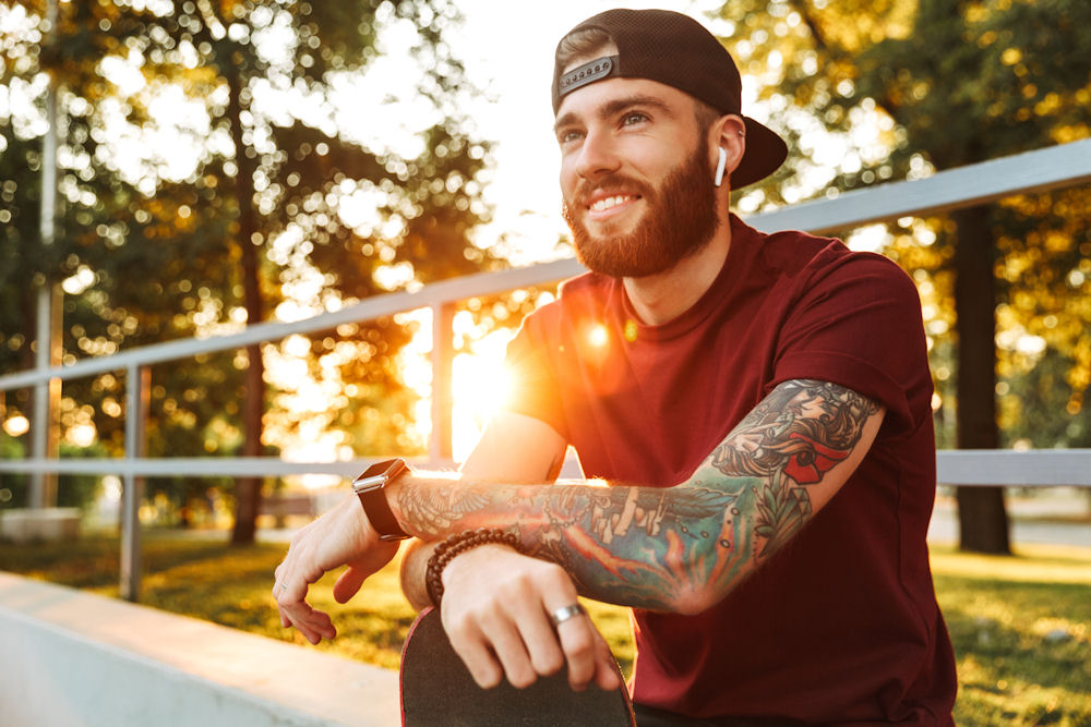 happy man outside in recovery