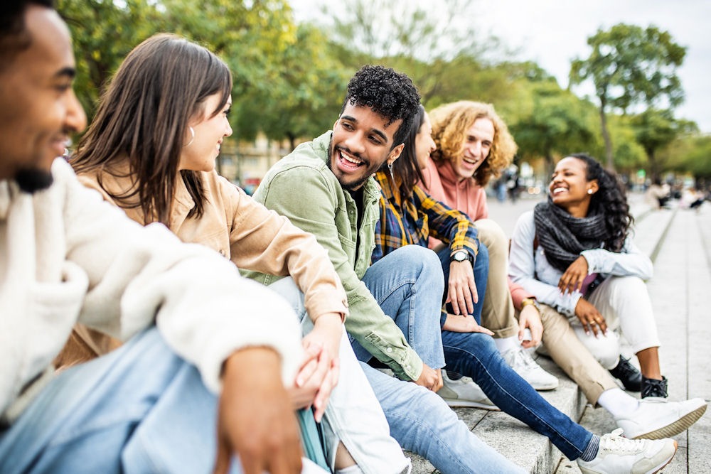 happy group of young adults in recovery