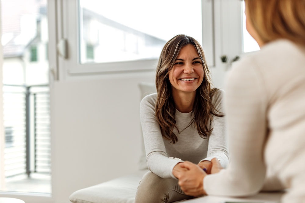 smiling woman in therapy