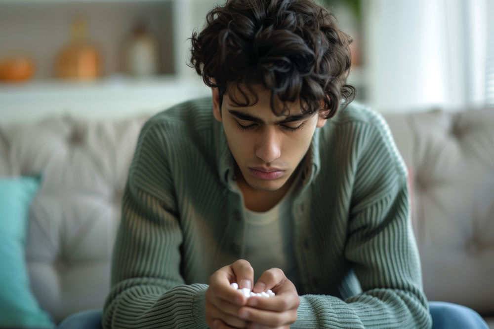 an image of man with pills